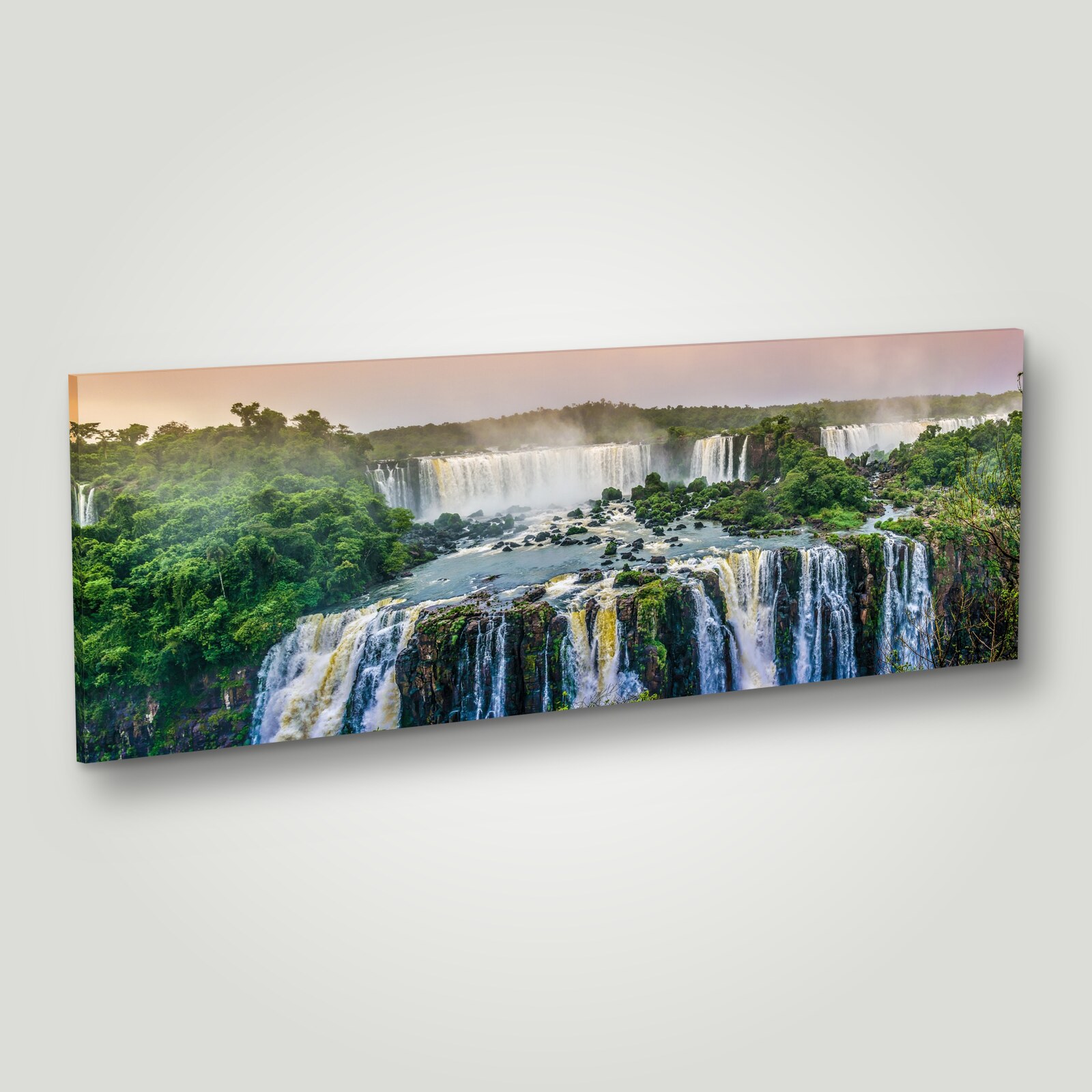 Example photo printed on a wide panoramic gallery-wrapped canvas, shown at an angle with the wrapped edge visible
